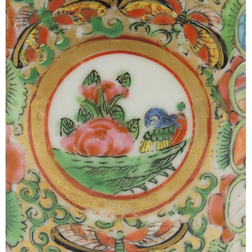 921 - Chinese Canton porcelain teapot hand painted in the famille rose palette with figures, flowers and i... 