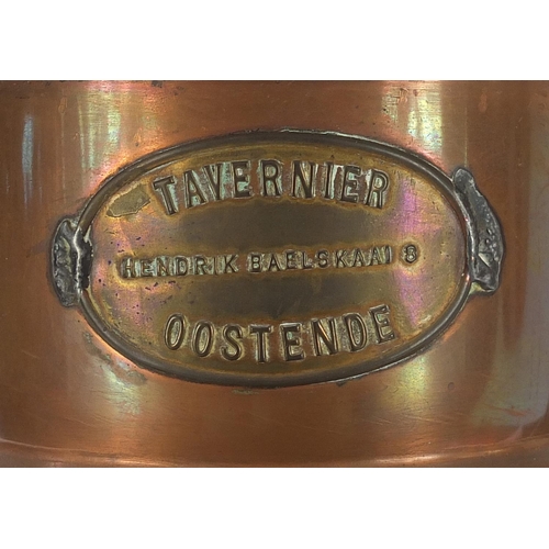 684 - Large copper ship's lantern with Tabernier Ostend plaque, numbered 3682, 41cm high