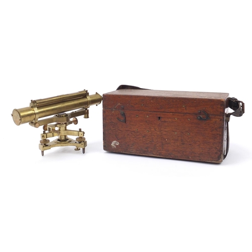 746 - Cooke Troughton & Simms brass surveyors level with fitted box and accessories, the instrument 37.5cm... 