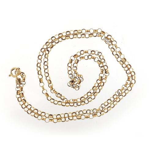 1077 - 9ct gold Belcher link necklace, 60cm in length, 6.0g