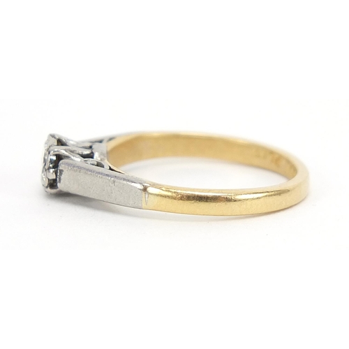 246 - 18ct gold and platinum diamond solitaire ring, the diamond approximately 4.2mm in diameter, size I/J... 