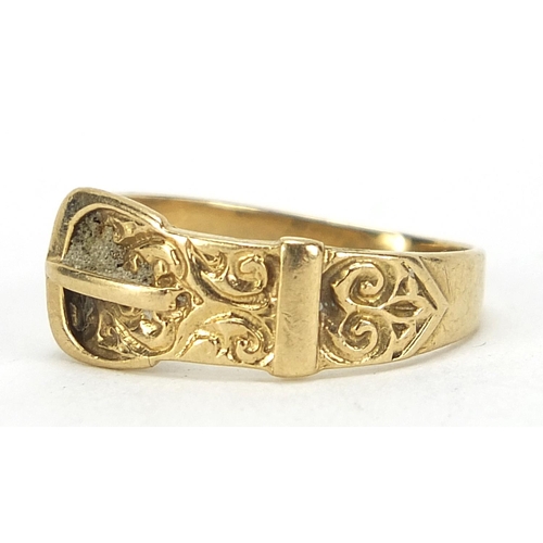 126 - 9ct gold buckle ring, size P, 2.8g