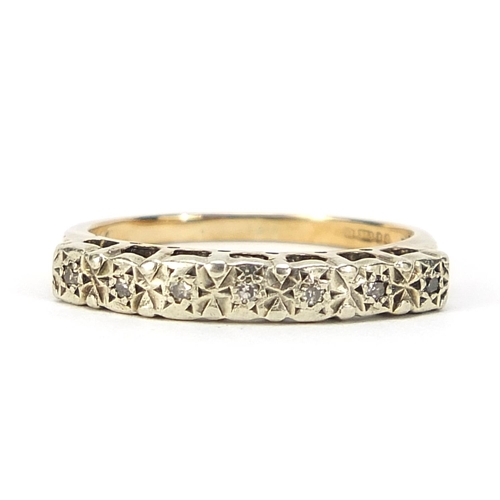 310 - 9ct gold diamond half eternity ring, size Q, 3.2g