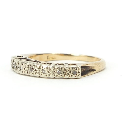 310 - 9ct gold diamond half eternity ring, size Q, 3.2g