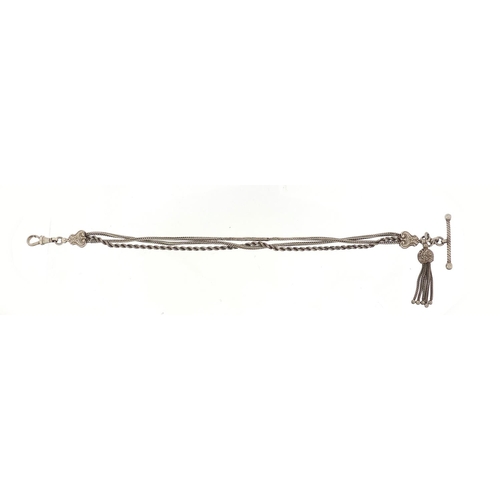 505 - Victorian silver watch chain with tassel, 27cm in length, 18.0g