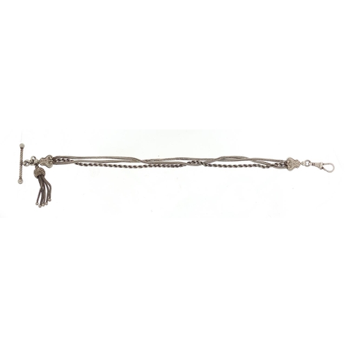 505 - Victorian silver watch chain with tassel, 27cm in length, 18.0g