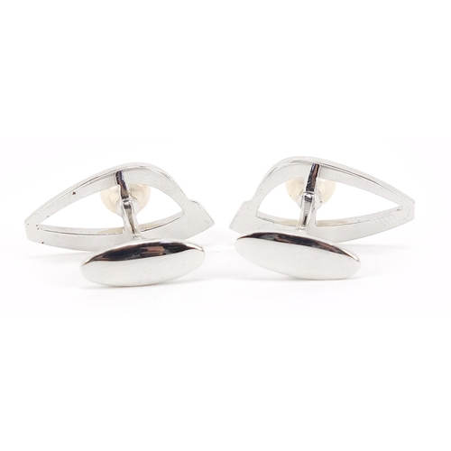 496 - Pair of silver Mikimoto pearl cufflinks, 2.6cm in length 8.8g