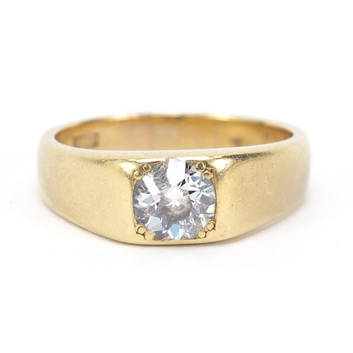 304 - 18ct gold diamond solitaire ring, the diamond approximately 5.2mm in diameter, size R, 7.8g