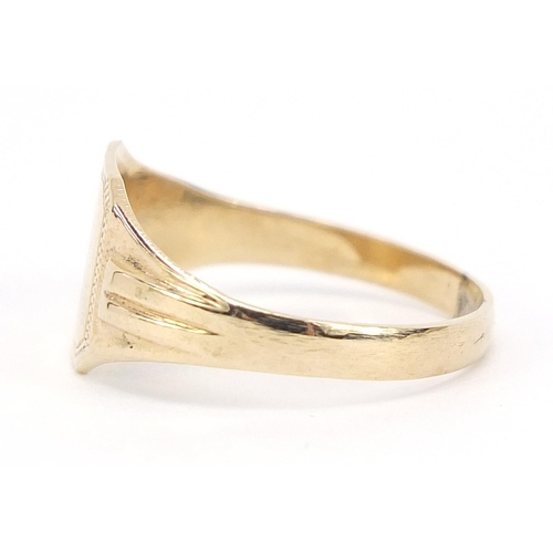 659 - 9ct gold signet ring set with a diamond, size K, 1.3g