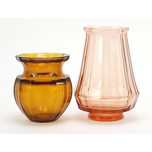 900 - Two Continental facetted glass vases, 20.5cm high