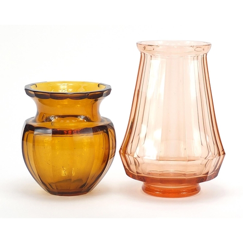 900 - Two Continental facetted glass vases, 20.5cm high