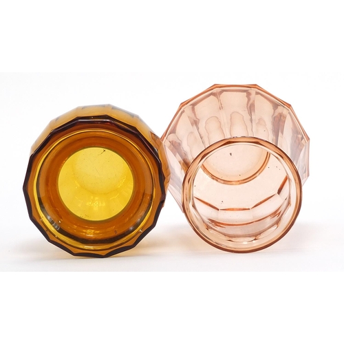 900 - Two Continental facetted glass vases, 20.5cm high