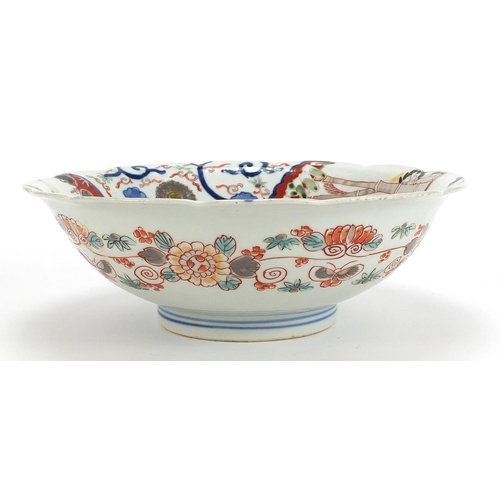 829 - Japanese Imari porcelain bowl hand painted with flowers, 25cm in diameter