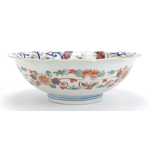 829 - Japanese Imari porcelain bowl hand painted with flowers, 25cm in diameter