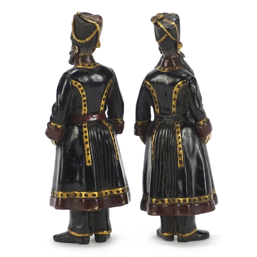 149 - Pair of cold painted bronze figures of Russian officers in military dress, each approximately 18cm h... 