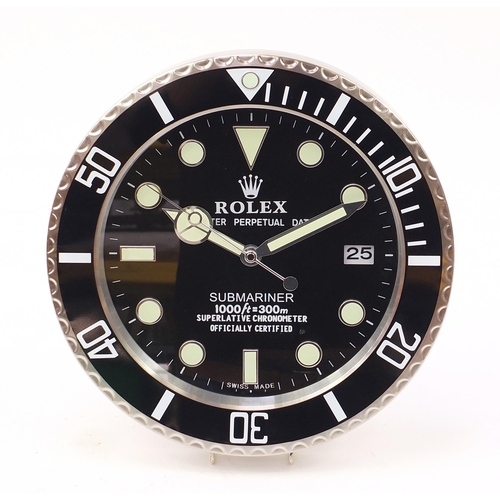 991 - Rolex Submariner design dealer's display wall clock, 34cm in diameter