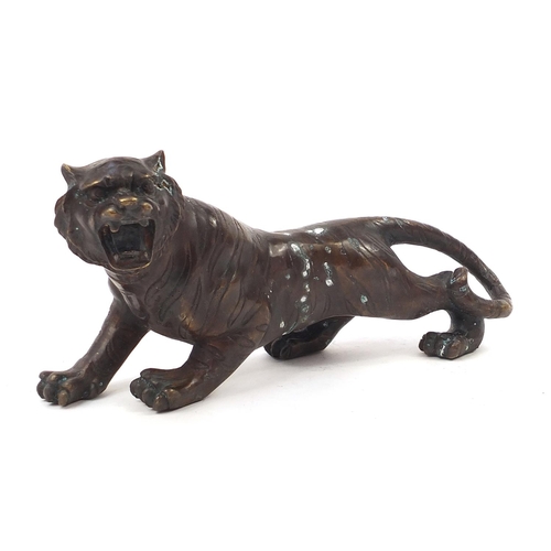 1010 - Japanese patinated tiger, 30cm in length