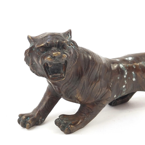 1010 - Japanese patinated tiger, 30cm in length