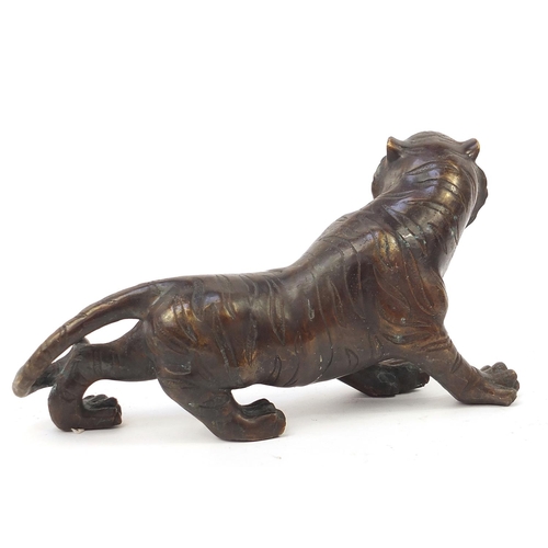 1010 - Japanese patinated tiger, 30cm in length