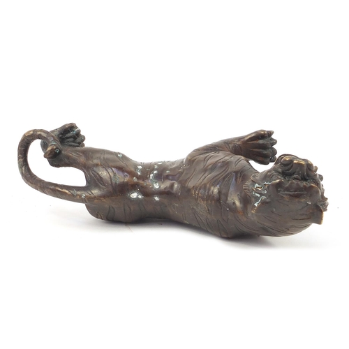 1010 - Japanese patinated tiger, 30cm in length