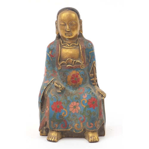 1009 - Chino Tibetan cloisonné figure of seated Buddha, 24.5cm high