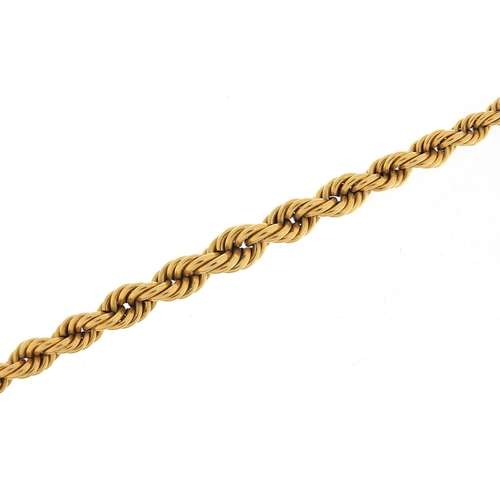 119 - Continental 18ct gold graduated rope twist necklace, probably French, 41cm in length, 31.0g