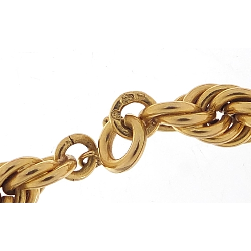 119 - Continental 18ct gold graduated rope twist necklace, probably French, 41cm in length, 31.0g