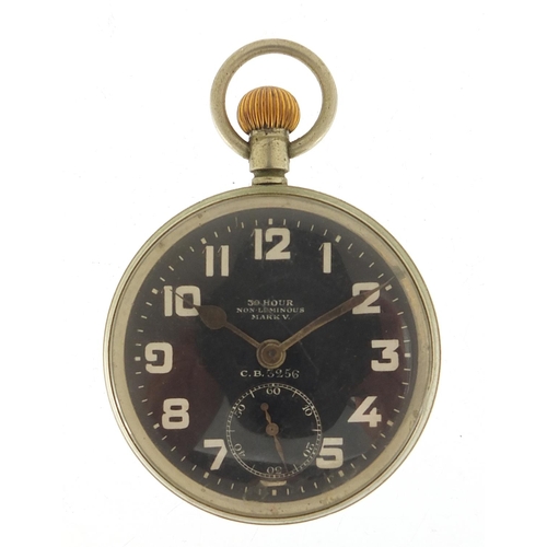 855 - Zenith, British military issue open face pocket watch with subsidiary dial, movement numbered 227738... 