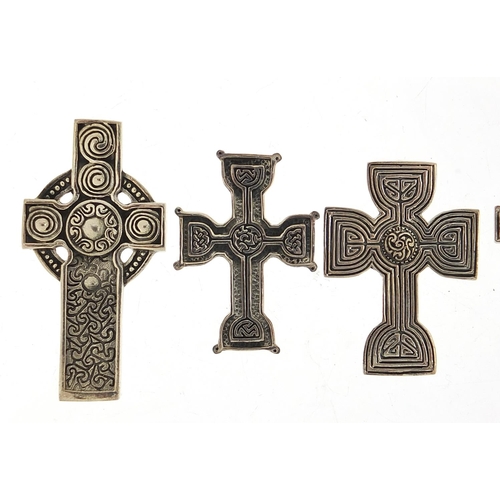 578 - Five silver Celtic cross pendants, the largest 4.6cm high, total 38.5g