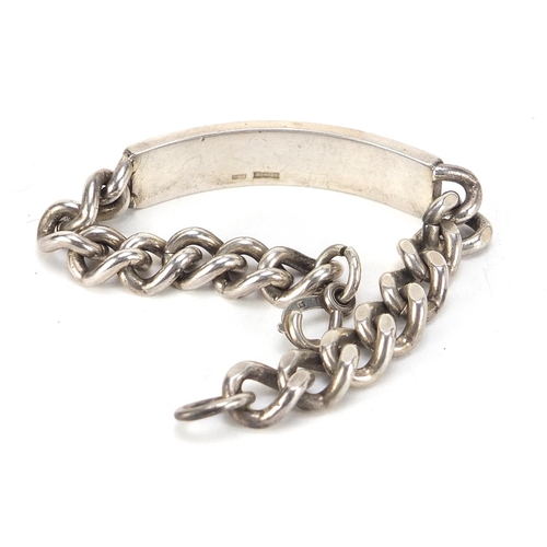 989 - Heavy gentlemen's silver identity bracelet, 20cm in length, 63.8g