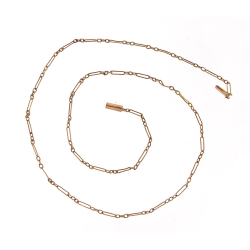 657 - 9ct rose gold necklace, 40cm in length, 2.5g