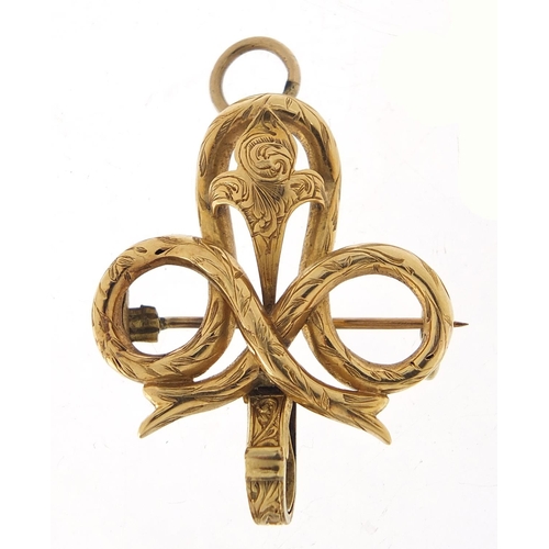 769 - Victorian unmarked gold pendant brooch, (tests and 9ct gold) 3.8cm high, 6.0g