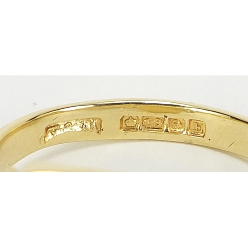 1021 - 18ct gold diamond signet ring, size N, 4.3g