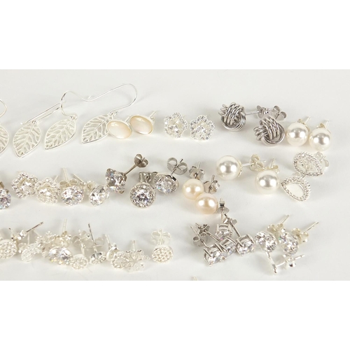 890 - Large selection of silver earrings, total 53.0g