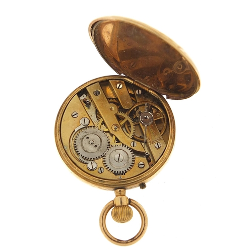 14 - French gold ladies pocket watch with enamel dial, 33mm in diameter, 29.5g