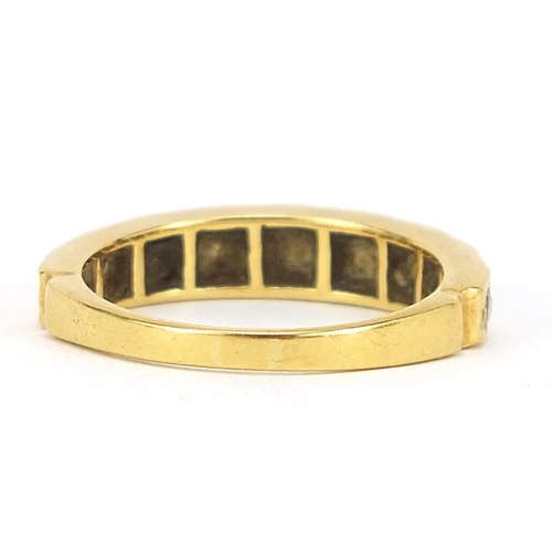 99 - 18ct gold diamond half eternity ring, size L/M, 3.8g