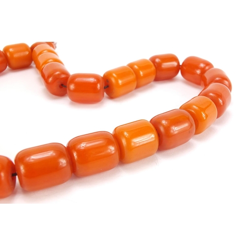 667 - Amber coloured bead necklace, 48cm in length, 146.2g