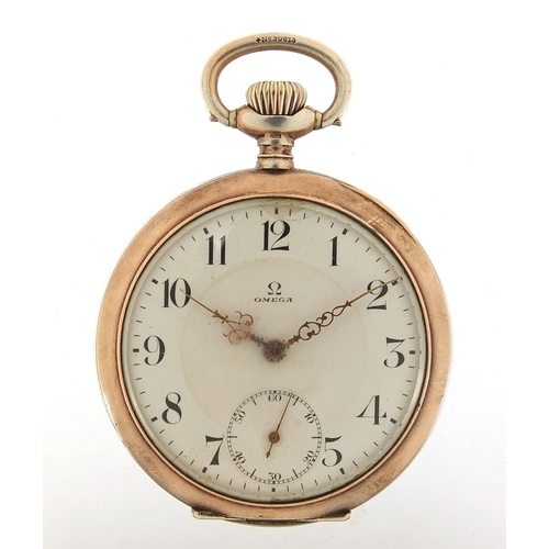 883 - Omega gentlemen's silver open face pocket watch with subsidiary dial, 48mm in diameter