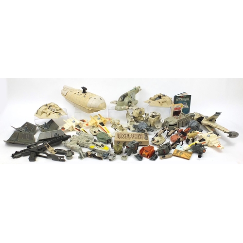 2429 - Collection of vintage Star Wars toys and collectables including B-Wing fighter and troop transport v... 