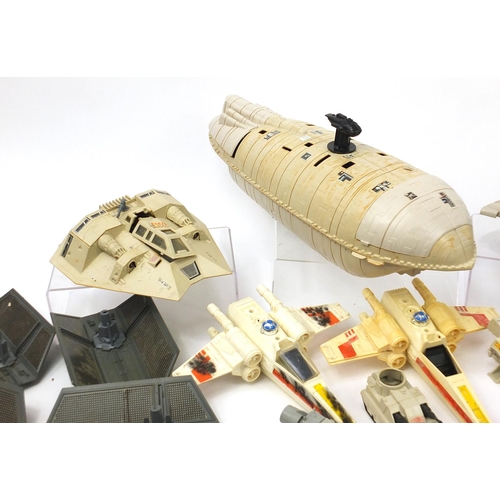 2429 - Collection of vintage Star Wars toys and collectables including B-Wing fighter and troop transport v... 