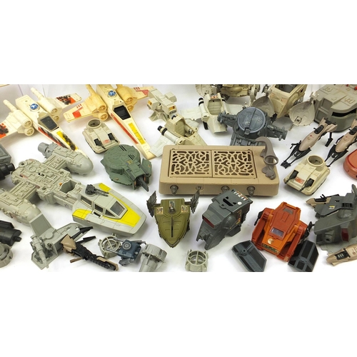 2429 - Collection of vintage Star Wars toys and collectables including B-Wing fighter and troop transport v... 