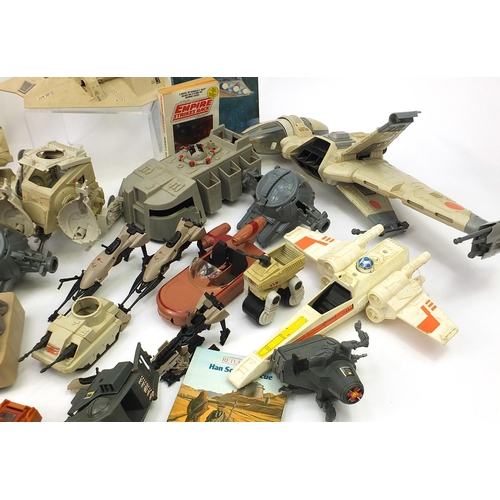 2429 - Collection of vintage Star Wars toys and collectables including B-Wing fighter and troop transport v... 