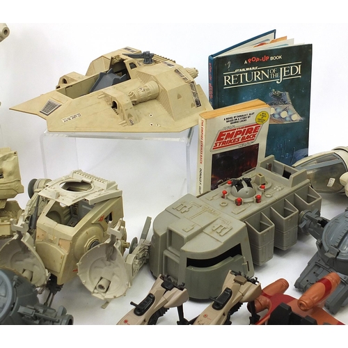 2429 - Collection of vintage Star Wars toys and collectables including B-Wing fighter and troop transport v... 