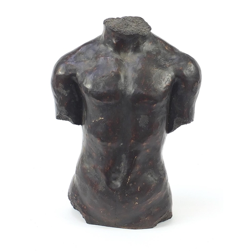 1046 - Large bronzed sculpture of a male torso, 54.5cm high