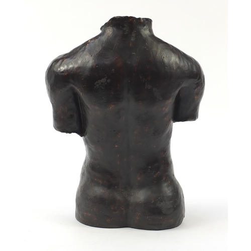 1046 - Large bronzed sculpture of a male torso, 54.5cm high