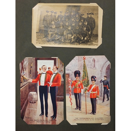 440 - Good album of early 20th century postcards arranged in an album, some military interest including Br... 