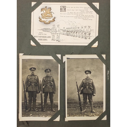 440 - Good album of early 20th century postcards arranged in an album, some military interest including Br... 