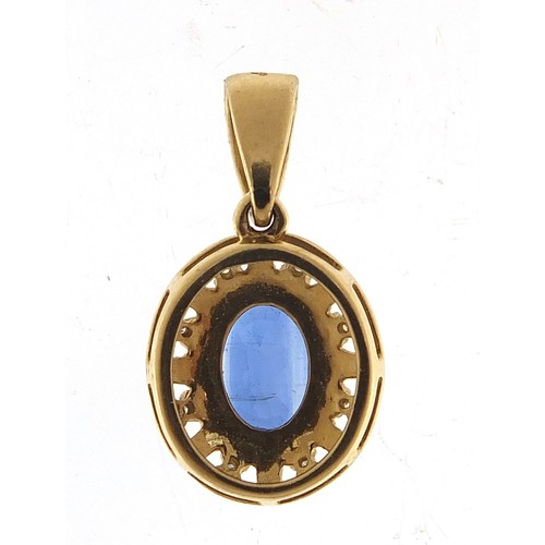 349 - 9ct gold kyanite and diamond pendant, 2.2cm high, 2.0g