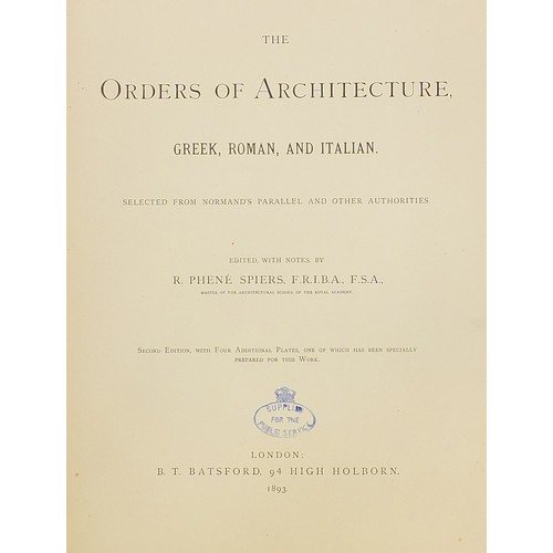 634 - Three architectural interest hardback books comprising The Orders of Architecture, Parallel Orders o... 