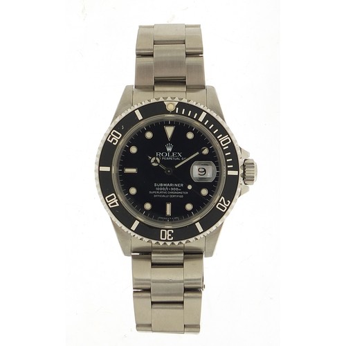 122 - Rolex, gentleman's Submariner automatic wristwatch with date aperture, Ref 16610, Serial number E360... 